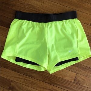 Nike Women's Bright Yellow Athletic Shorts with shorts liner excellent size Smal